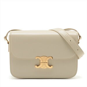 Celine Triomphe Leather Shoulder Bag Beige